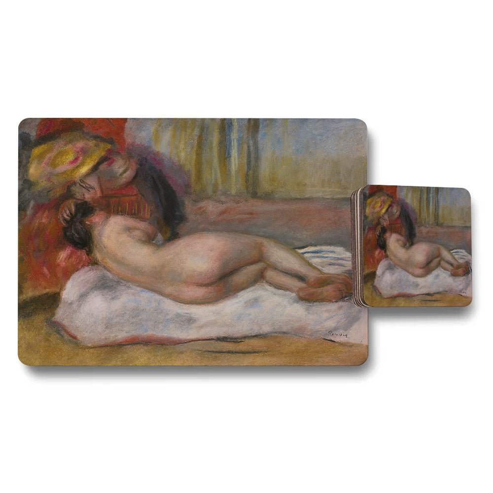 Impressionist Nude Reclining Figure Placemat Coaster Set