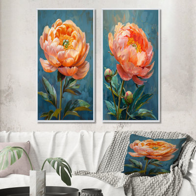 Ylann - Ensemble de 2 pièces d'art mural pivoines