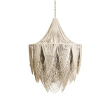 Large Leather Fringe Chandelier w/ Crown
