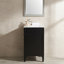 Meuble-lavabo autoportant 24 po en MDF avec lavabo en céramique blanc, armoire de salle de bain noire avec 2 tiroirs, tablettes de porte réglables et tiroir basculant-130996260-130996265