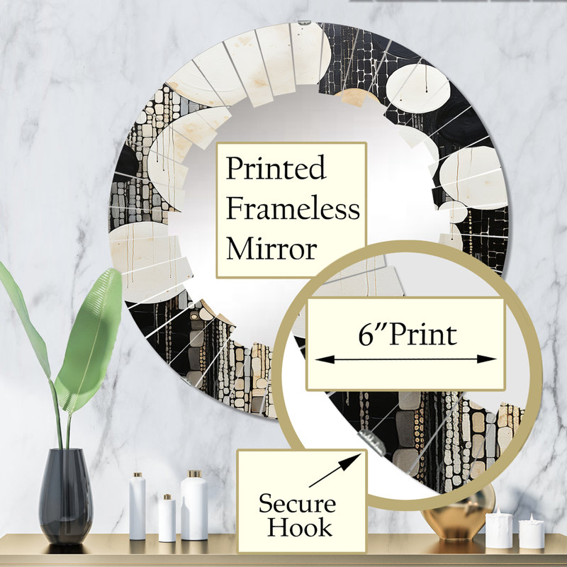 Reg - Miroir mural rond moderne, 32 po x 32 po