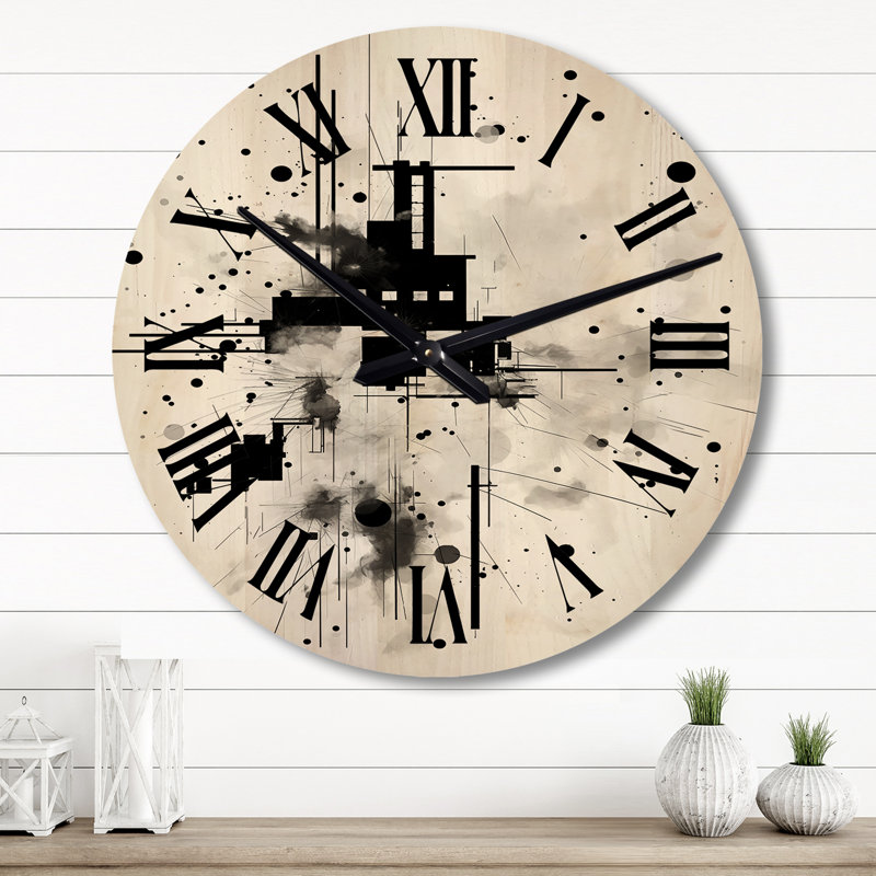 Horloge murale moderne géométrique en bois surdimensionnée, Grand
