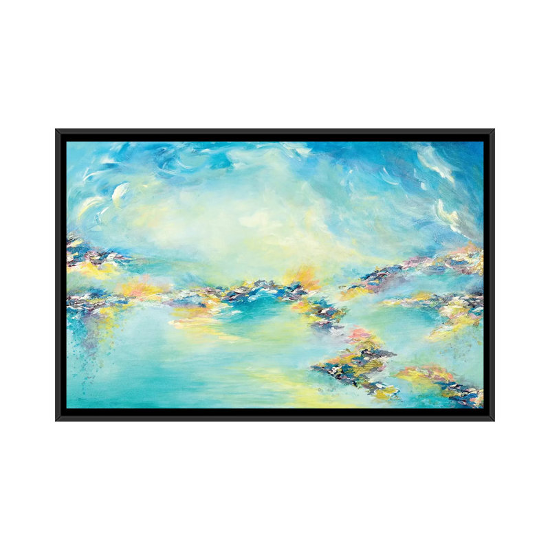 « sea to sky » sur toile, H 18 po x l 26 po x P 1,5 po, Toile avec cadre noir, Pas de tapis