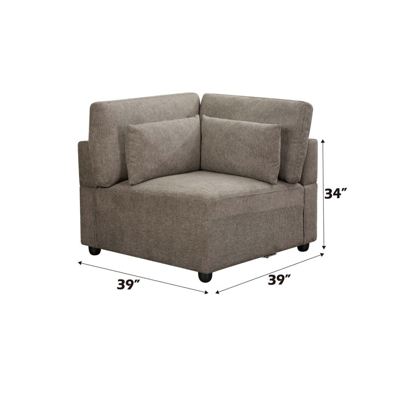 Canapé modulaire en lin avec coussins 5 pièces Rylie