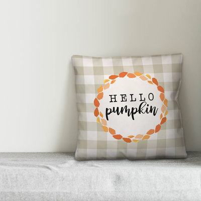  Hello Pumpkin Buffalo Check Throw Pillow
