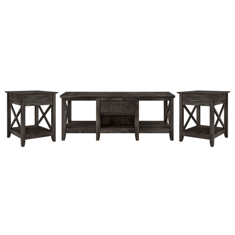 Ensemble de tables basses 3 pièces Huckins, Hickory gris foncé