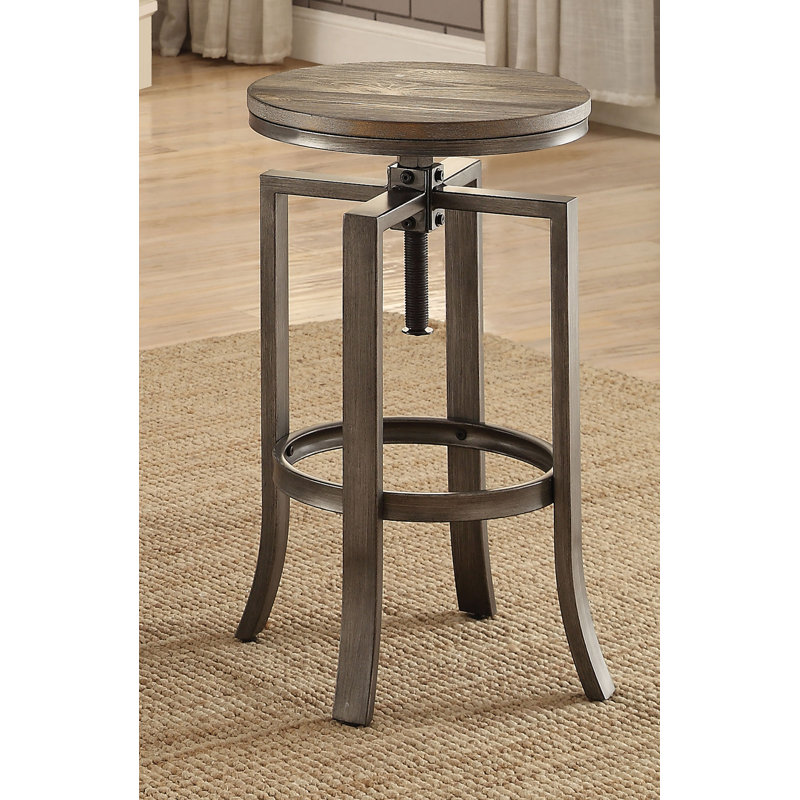 Bartlett Brushed Nutmeg/Slate Gray Adjustable Height Swivel Bar Stools, Set of 2