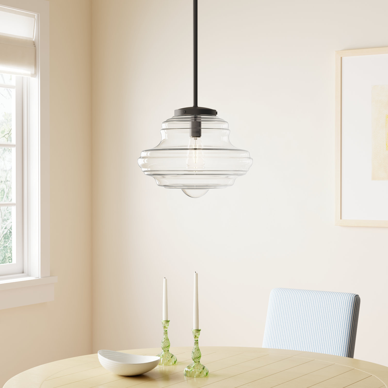Marah 1-Light Dimmable Schoolhouse Single Pendant , Oil Rubbed Bronze
