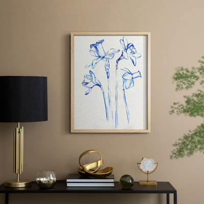 Inky Daffodils II, reproduction encadrée - bois massif