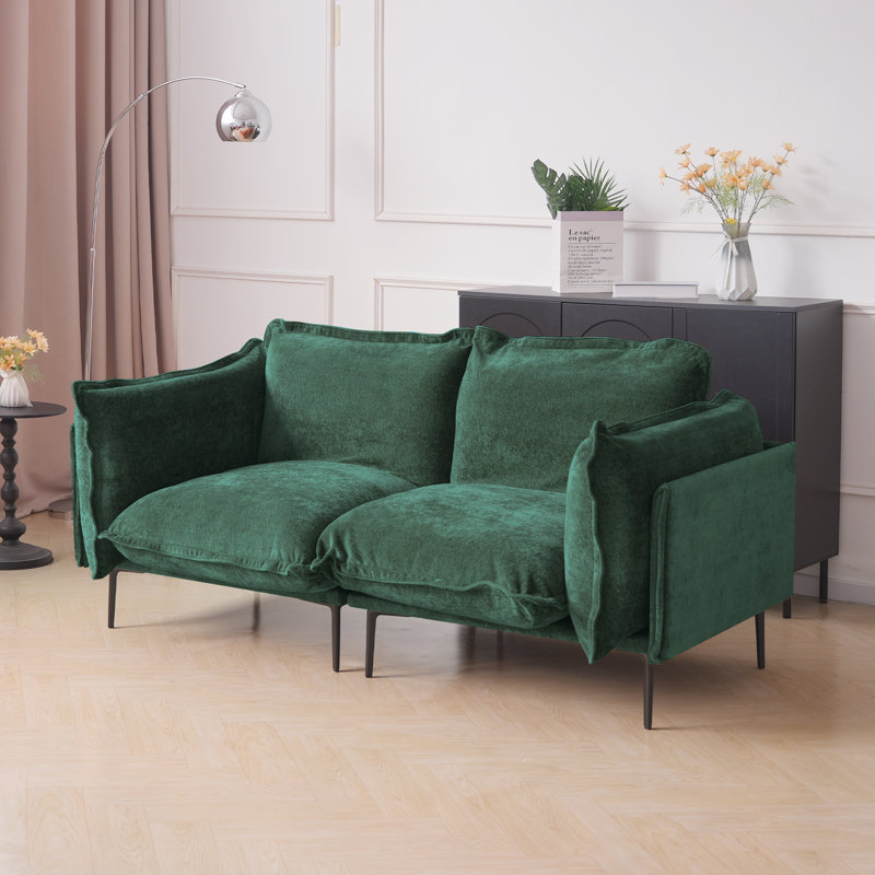 Traci Upholstered 74.8'' Wide Velvet Modular Sofa,2-piece, Green