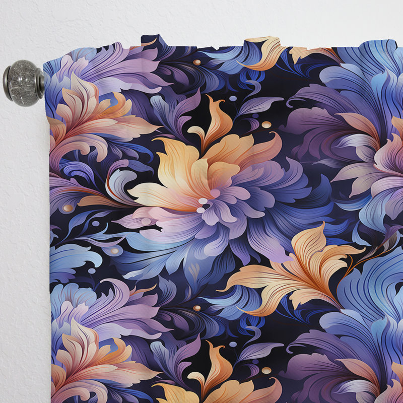 Mystic Purple Damask Whispers I - Rideau damassé - Rideau damas obscurcissant - 1 panneaux, L 52 po x L 84 po
