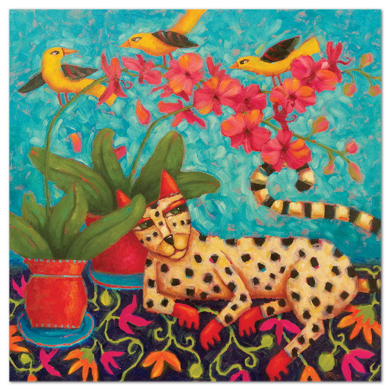 Leopardo Osserva Uccelli by Cindy Revell - Unframed Print, 100cm H x 100cm W