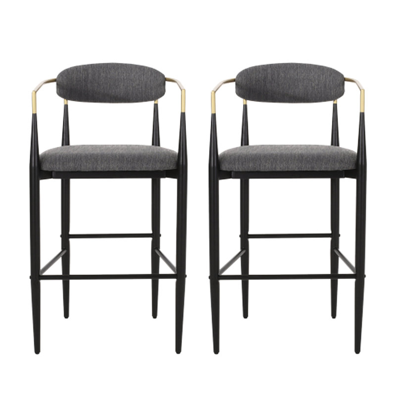 Hauteur de comptoir, de 2 en tissu gris et pieds en fer pour îlot de cuisine, capacité de poids maximale de 260 lb, 2 tabourets de bar, capacité de siège robuste