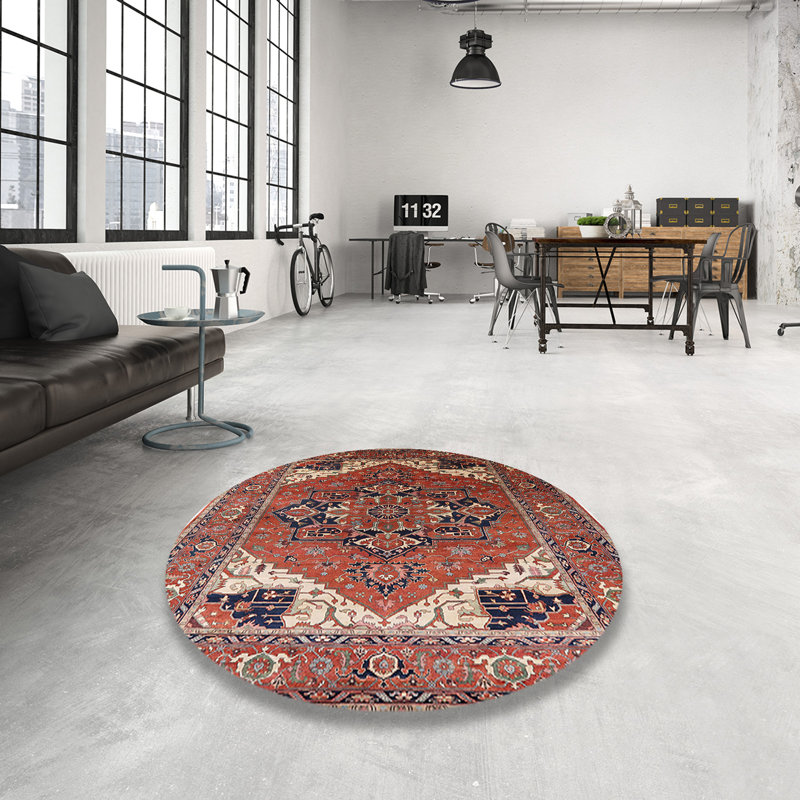 Tapis brun à motif oriental, Rond 4 pi