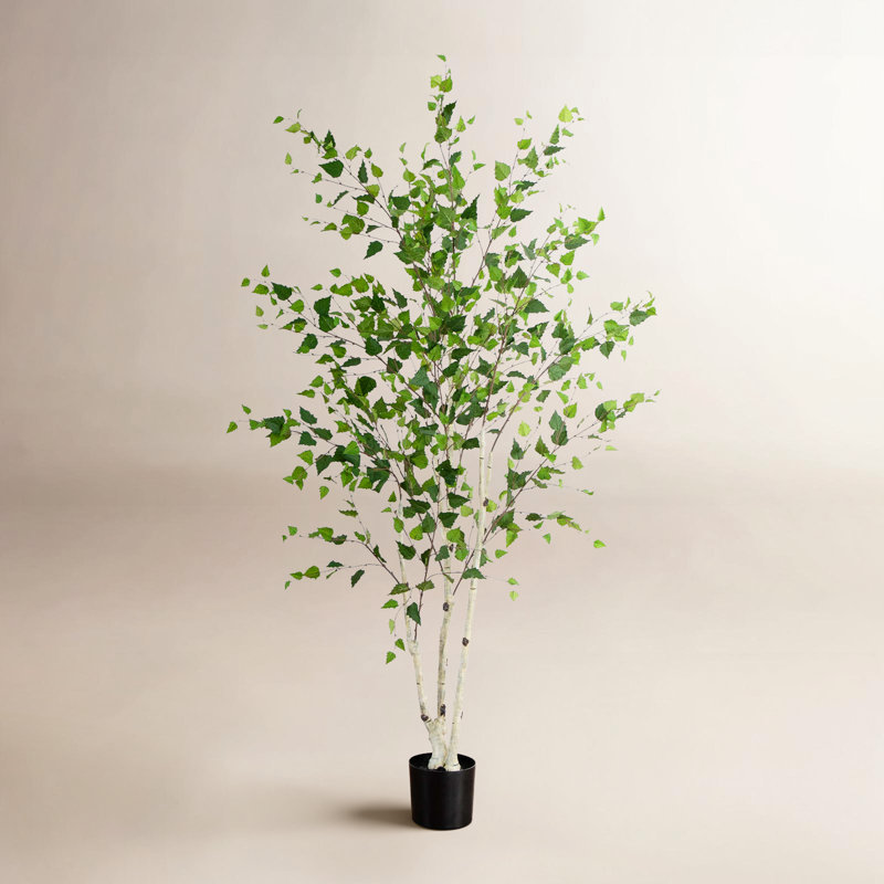 84'' Faux Birch Tree in Pot Liner