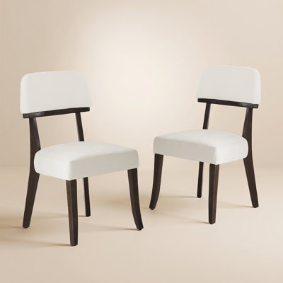 Ensemble de 2 chaises d'appoint Mid-Century rembourrées en bois massif