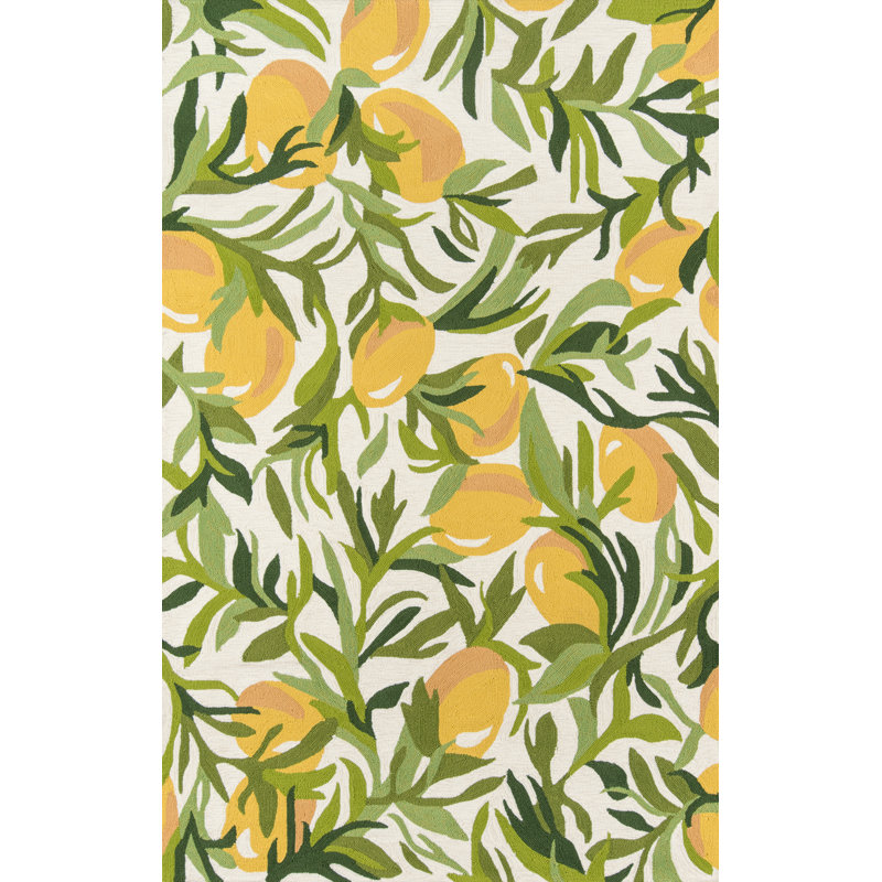 Tapis intérieur / extérieur vert / jaune Moten, Rectangle 3 pi 9 po x 5 pi 9 po
