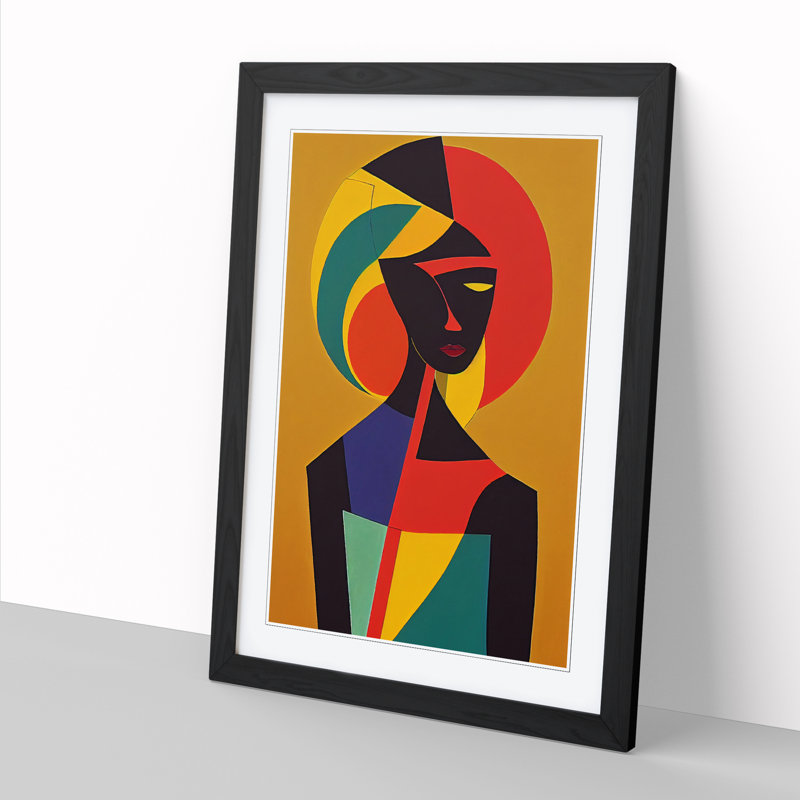 FRM-V0523-53X African Woman Cubism Vol.2 - Single Picture Frame Print, Black Framed, 64cm H x 46cm W x 2cm D