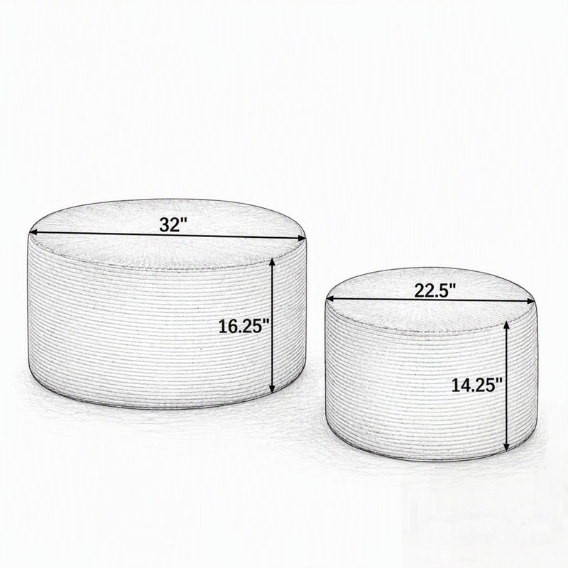 Ensemble de 2 tabourets cylindriques rembourrés avec repose-pieds rond, idéal pour les sièges flexibles et les décors modernes