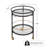 Modern Round Bar Cart with Two Tempered Glass Shelves and Gold Accent Frame