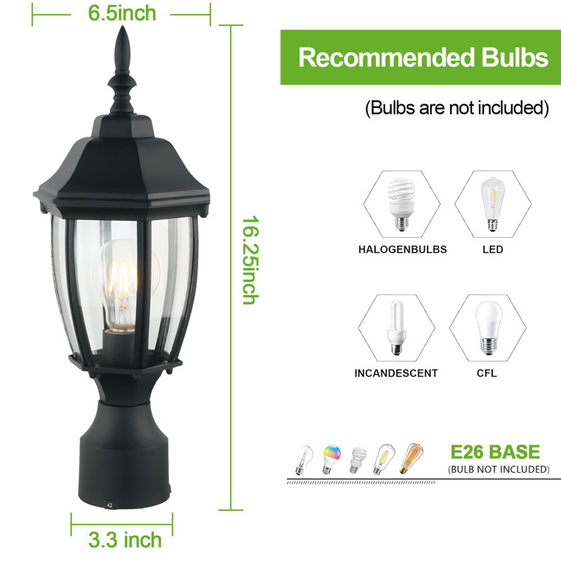 Jumainah Dusk to Dawn Outdoor Post Light, Matte Black