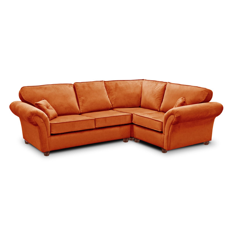 Lila 4 Seater Velvet Corner Sofa , Right Hand Facing, Burnt Orange