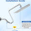 Pomme de douche carrée de 12 po avec bras ajustable - Fabrication en acier inoxydable, autonettoyante, accessoire de salle de bain Douche de pluie de 12 po en acier, couverture complète du corps, fixation murale