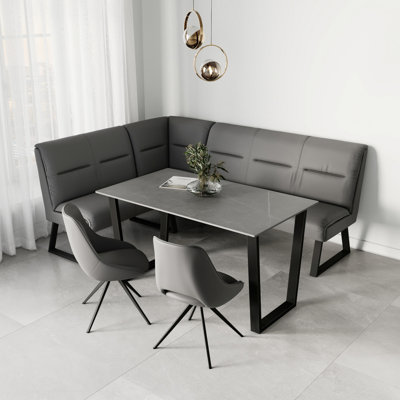 Cernota Corner Bench Dining  Set + 2 Dining Chair