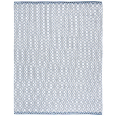 Dejon Hand Woven Wool/Cotton Geometric Rug in Blue/Ivory