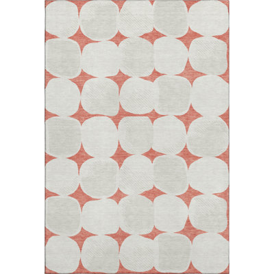 Premium Machine Washable Prisco Salmon Rug