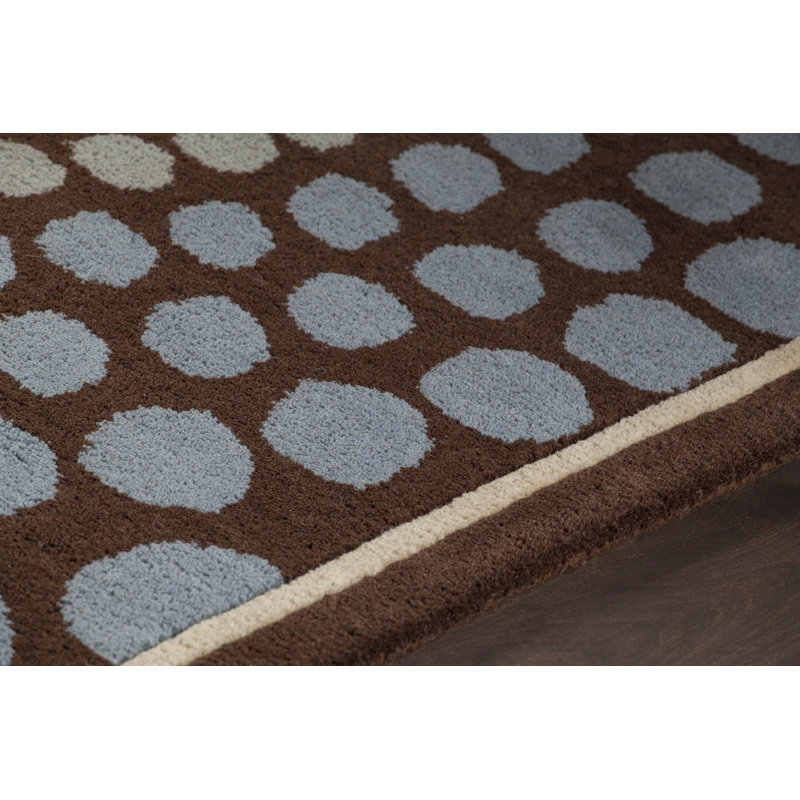 Tapis en laine à motif géométrique à pois rayé Phair, Rectangle 5 pi x 7 pi 6 po