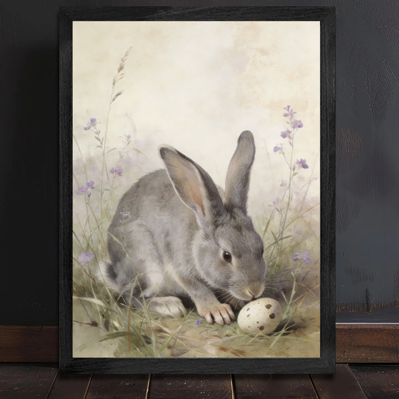 Reproduction d'art encadrée pour décoration intérieure moderne, lapin mangeant de la nourriture prête à suspendre, impression haute définition sur toile