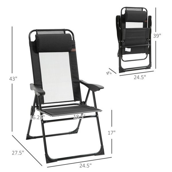 Latitude Run® Folding Patio Dining Chairs Set Of 2, Outdoor Deck Chair ...