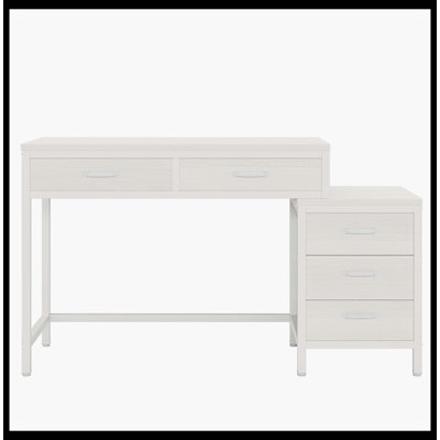 Bureau d'ordinateur à 5 tiroirs, bureau d'écriture avec commode réversible