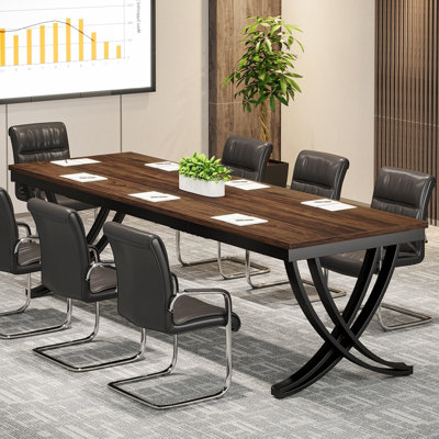 Conference Table with Strong Metal Frame Brown