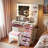 Makeup Vanity With Glass Top, 11 Hollywood Bulbs, 6 Drawers And Stool
