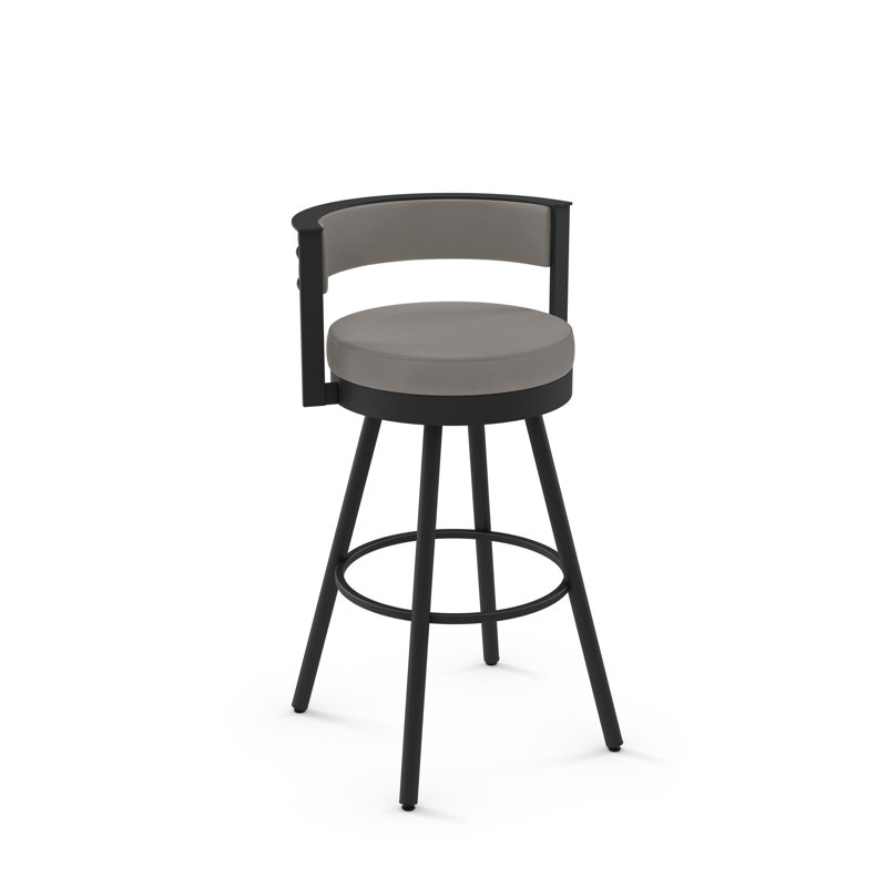 Tabouret de bar et de comptoir pivotant Traci, Noir, Gris, Tabouret de bar (assise de 30 po de hauteur)