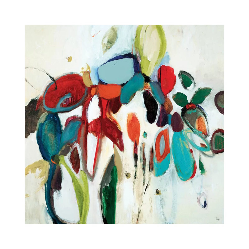 Floral Hints by Lisa Ridgers - Wrapped Canvas Painting, 30.48 cm H x 30.48 cm W