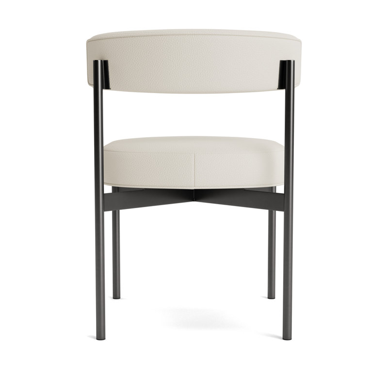 Remy Upholstered Dining Chair, Greenwich Performance Leather - Cream, Pewter