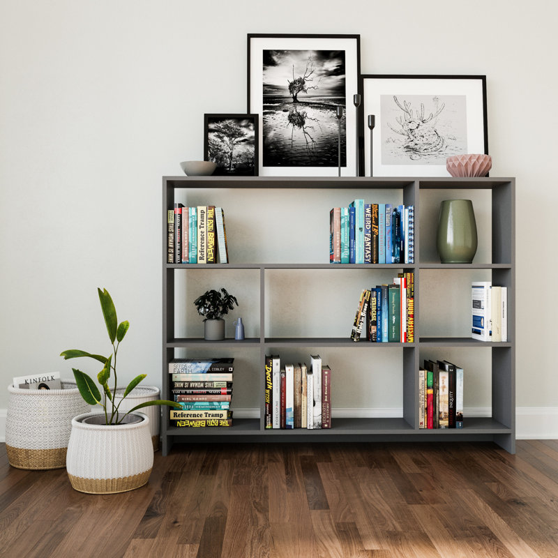 Komar 119.6 cm H x 152.2 cm W Standard Bookcase, Anthracite