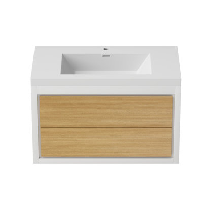 36'' Single Wall Mounted Bathroom Vanity With Solid Surface Countertop
