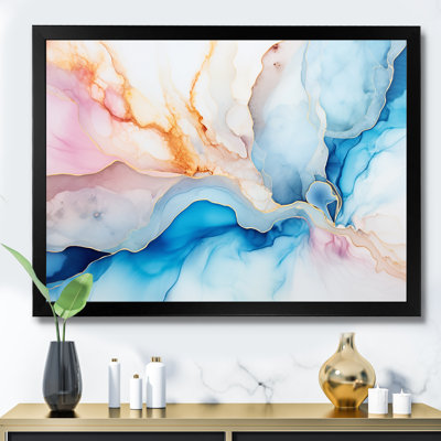 Encre blanche et bleue à l'encre alcoolisée sur toile