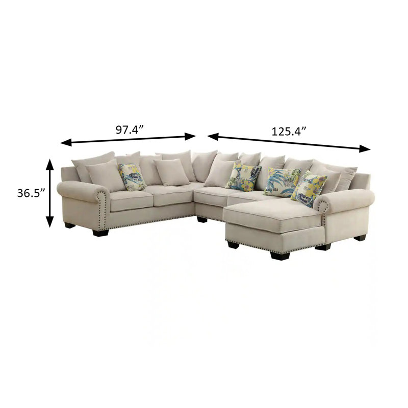 Canapé modulaire de 125,5 po de style transitionnel, beige