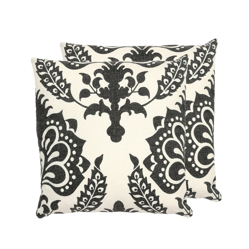 Housse de coussin Vienna Vienna, Housse de coussin seulement - sans coussin, Motif floral noir