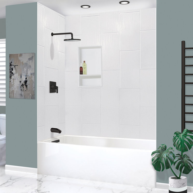 Transolid Unity AFR 60-in x 30-in x 22-in Alcove Acrylic Bathtub Kit, White, Left, Matte Black