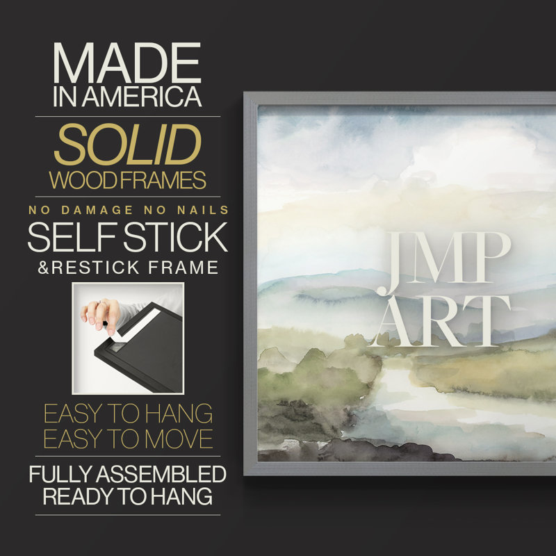 Sleepy Stream -Framed Print - Restickable, Gray, 22" H x 28" W