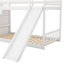 Lit superposé simple au-dessus d'un lit simple avec glissière convertible et escalier, blanc