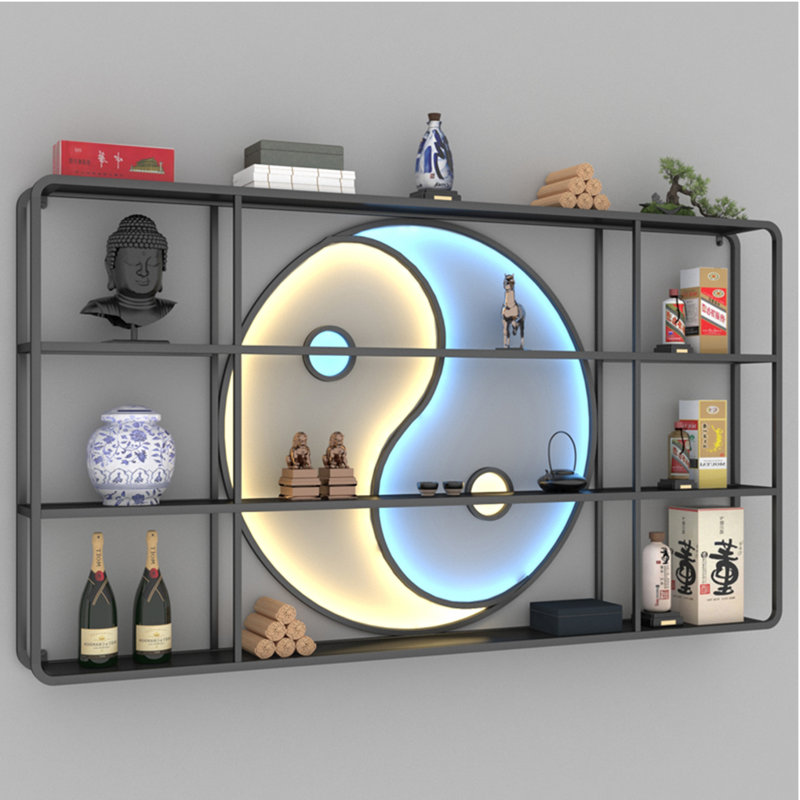 Creative pattern wall mounted wine rack, 43.3" H x 94.4" W x 7.8" D