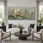 Art floral moderne vert tendre, images de chambre à coucher, impression sur toile encadrée, 3 pièces-131476524-131476527
