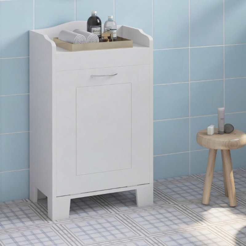 Armoire de salle de bain spacieuse avec panier coulissant et base surélevée pour un rangement et une organisation efficaces